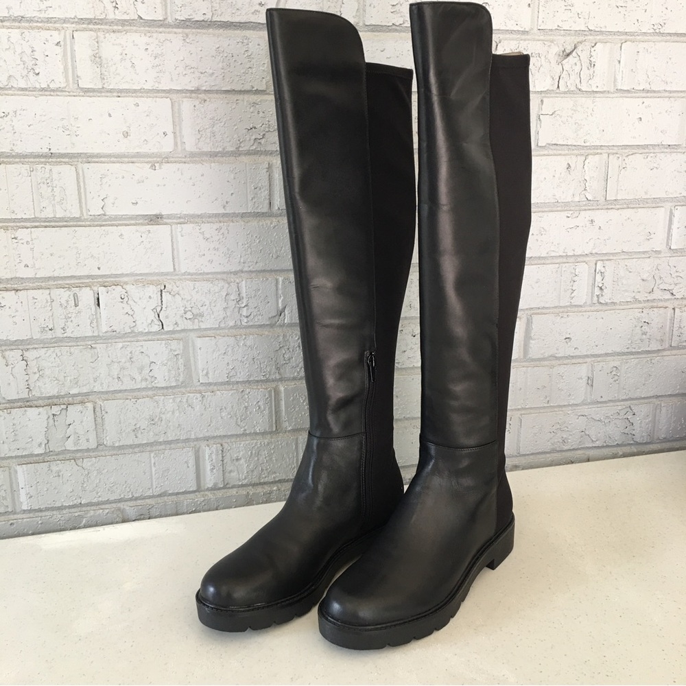 Black Leather Over The Knee Boots Size 8